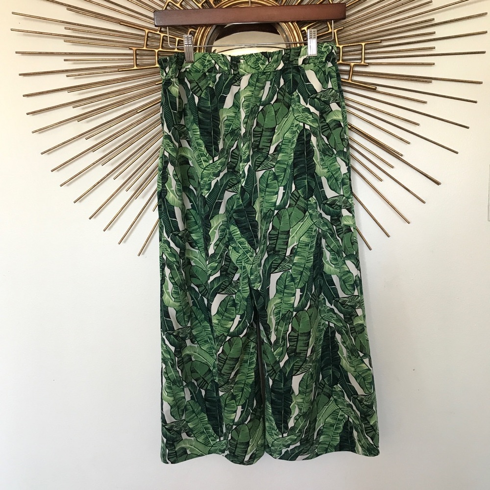 H&M Conscious Label Leaf Print Wide-Leg Pant